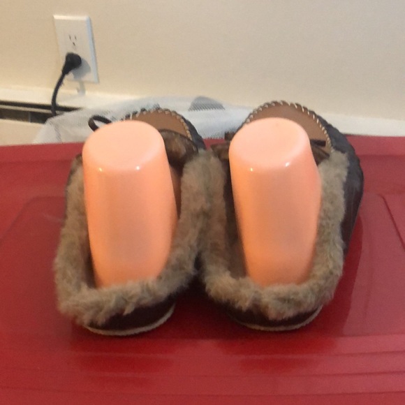 Nabfly Men's Moccasin Brown Tan Faux Suede Lined Fuzzy Sherpa Slippers Size 11 - Picture 7 of 12